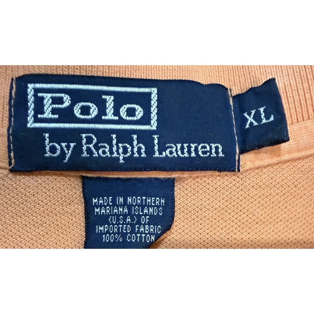 Vintage Polo by Ralph Lauren Orange‎ Collared Polo Shirt Size Large 100% Cotton